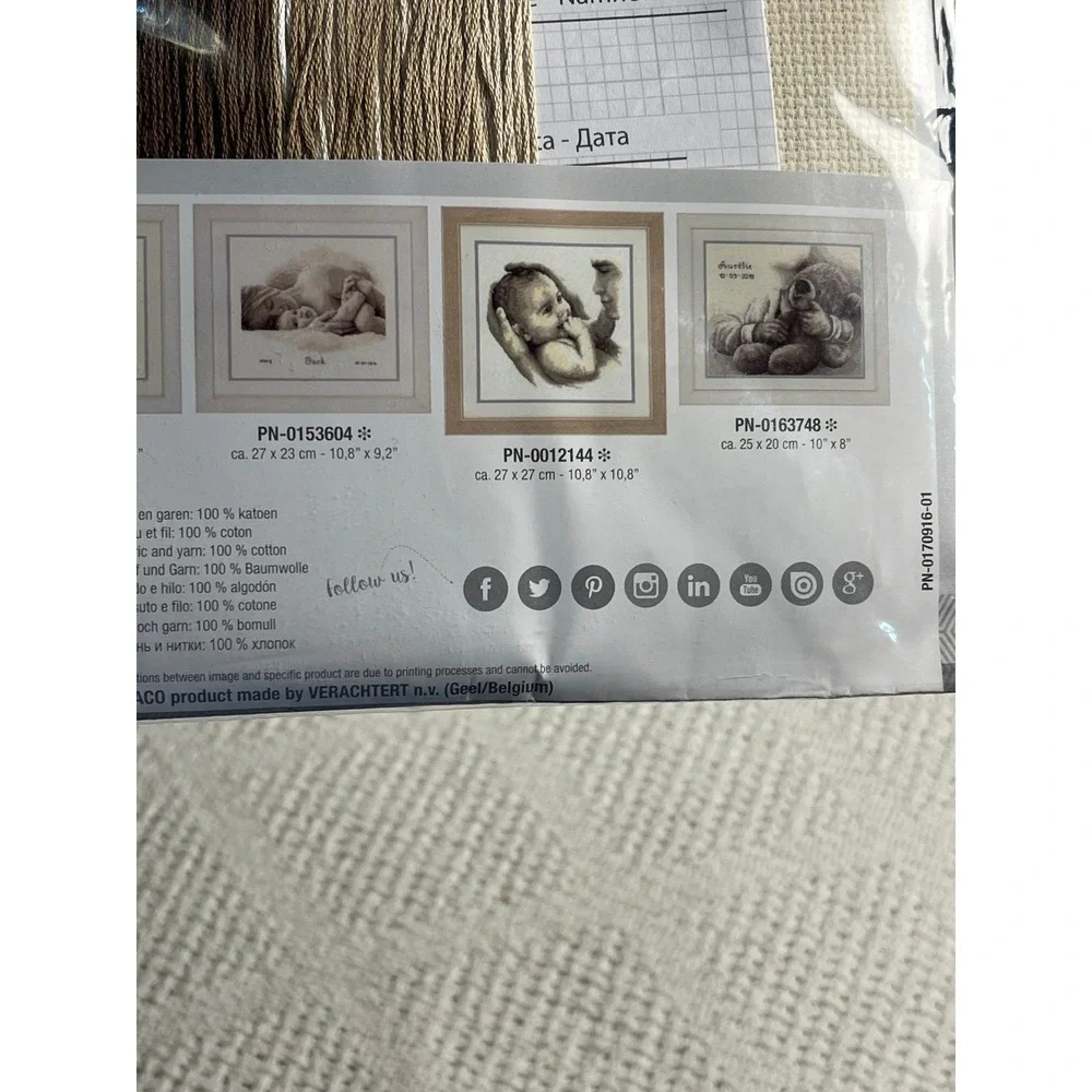 Vervaco Counted Cross Stitch Kit Sweet Dreams Baby Bear Name Date DIY Embroidery